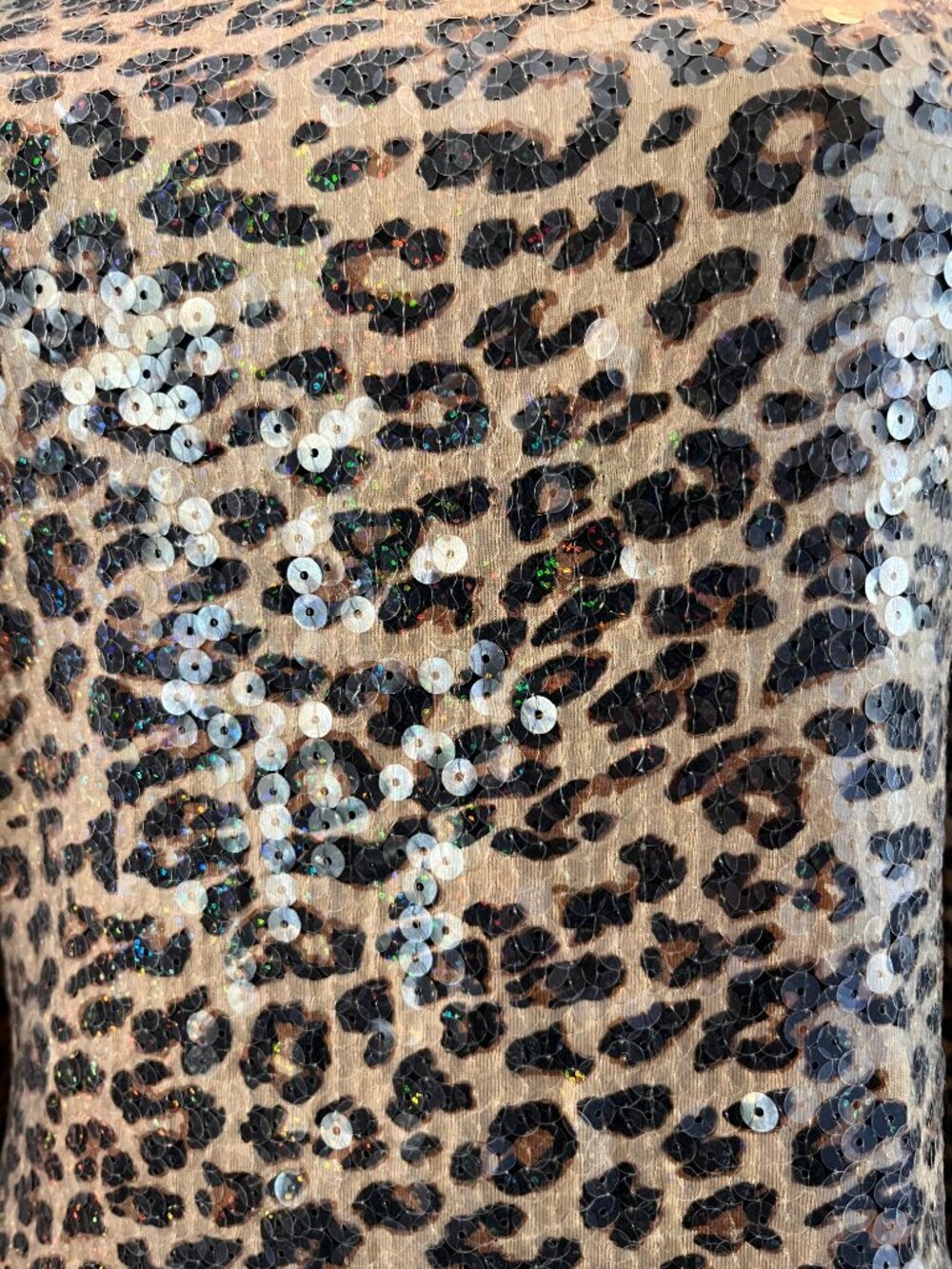 BOSTON PROPER LEOPARD SEQUIN LONG SLEEVE TURTLENECK SWEATER- EUC  SIZE SMALL - Picture 3 of 11